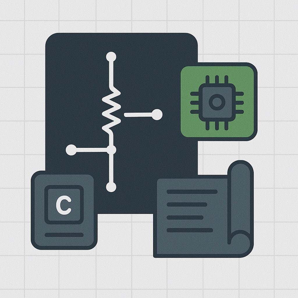 Illustration: circuit diagram, microchip and circuit documentation